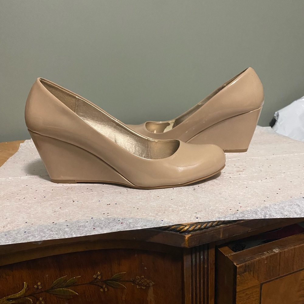 Classic Nude Wedge Pumps - Women's Neutral Dress Shoes